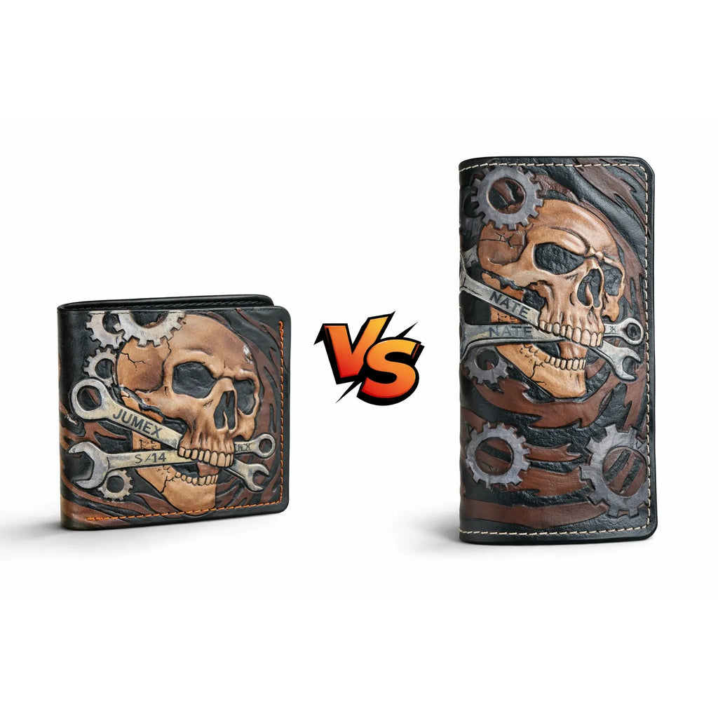 Bifold vs long wallet comparison full grain leather