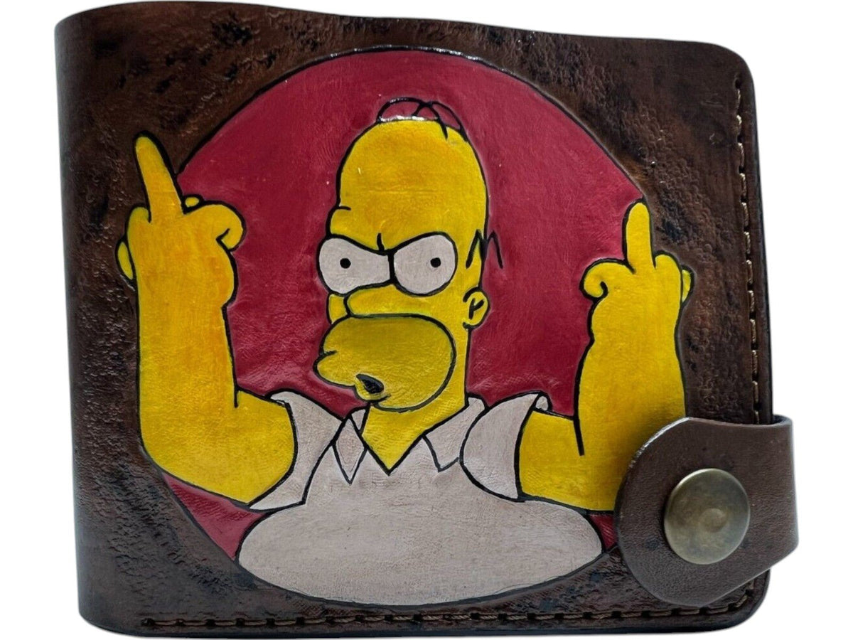 008 Bifold Leather Embossed Wallet - Homer Simpson Duff Beer Design | Gift for Him - Theodoros