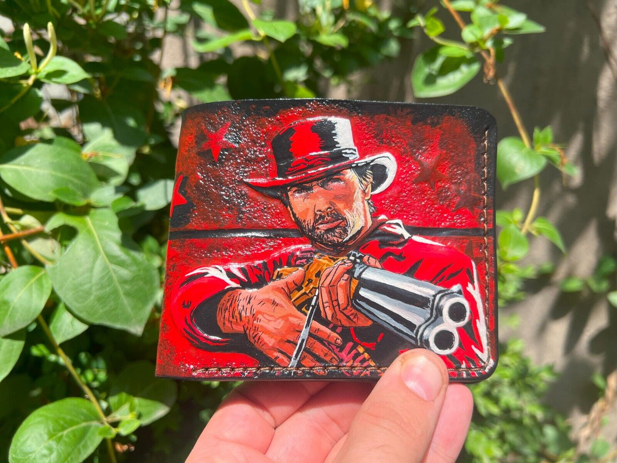 020 Bifold Leather Wallet - Red Dead Redemption RDR Cowboy Embossed Design | Perfect Western Gift for Him - Theodoros