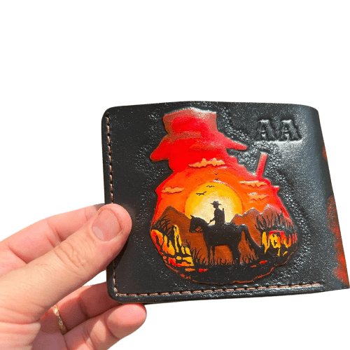 020 Bifold Leather Wallet - Red Dead Redemption RDR Cowboy Embossed Design | Perfect Western Gift for Him - Theodoros