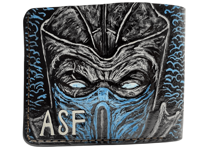 038 Handcrafted Mortal Kombat Wallet | Bifold, Leather Carved Sub - Zero & Scorpion Designs - Theodoros