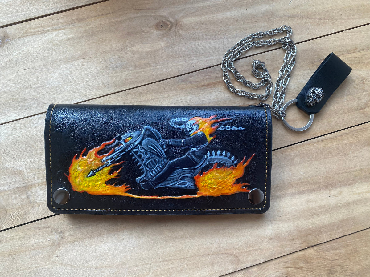 M2W1, Ghost Rider Skull & Motorcycle Biker Clutch Wallet