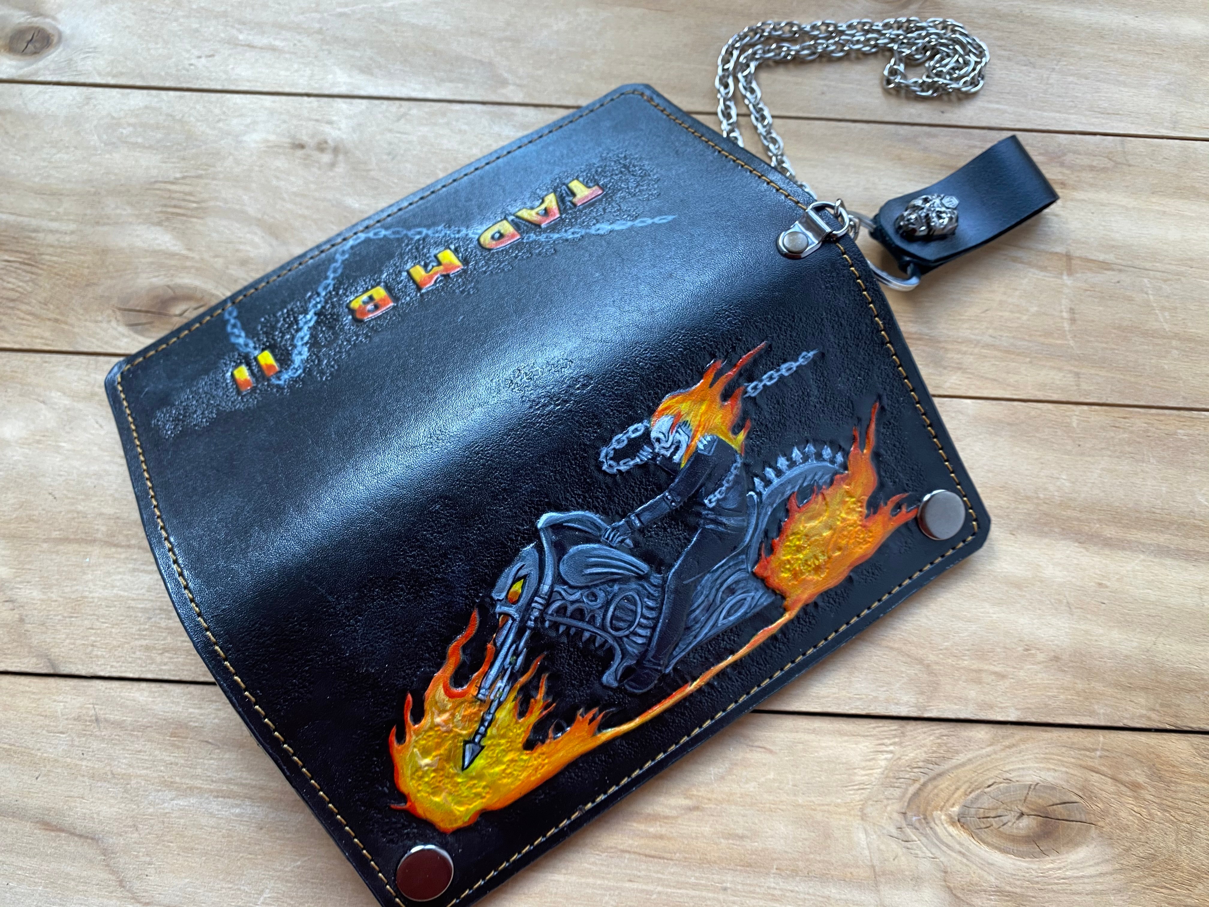 M2W1, Ghost Rider Skull & Motorcycle Biker Clutch Wallet