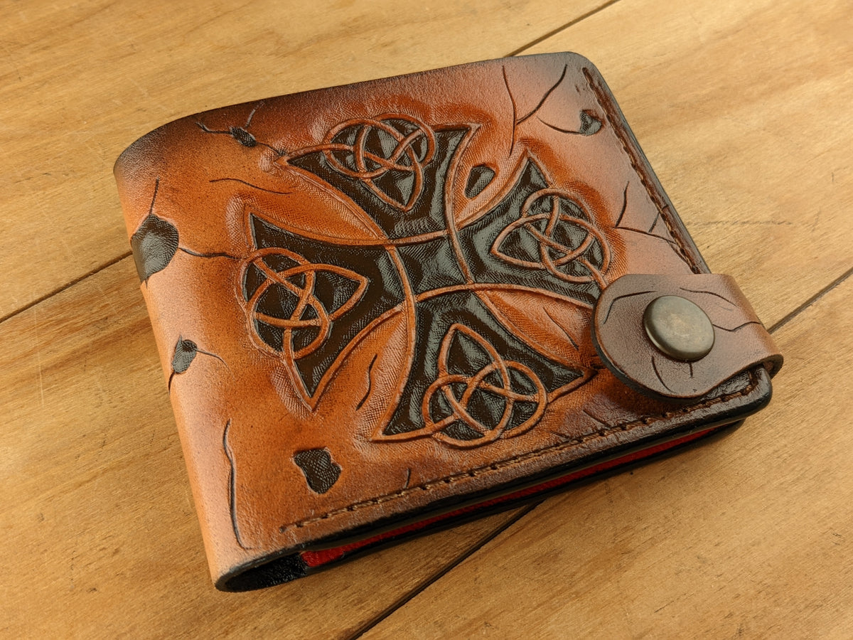 M1R6, Viking Celtic Cross & Triquetra Knot Leather Wallet