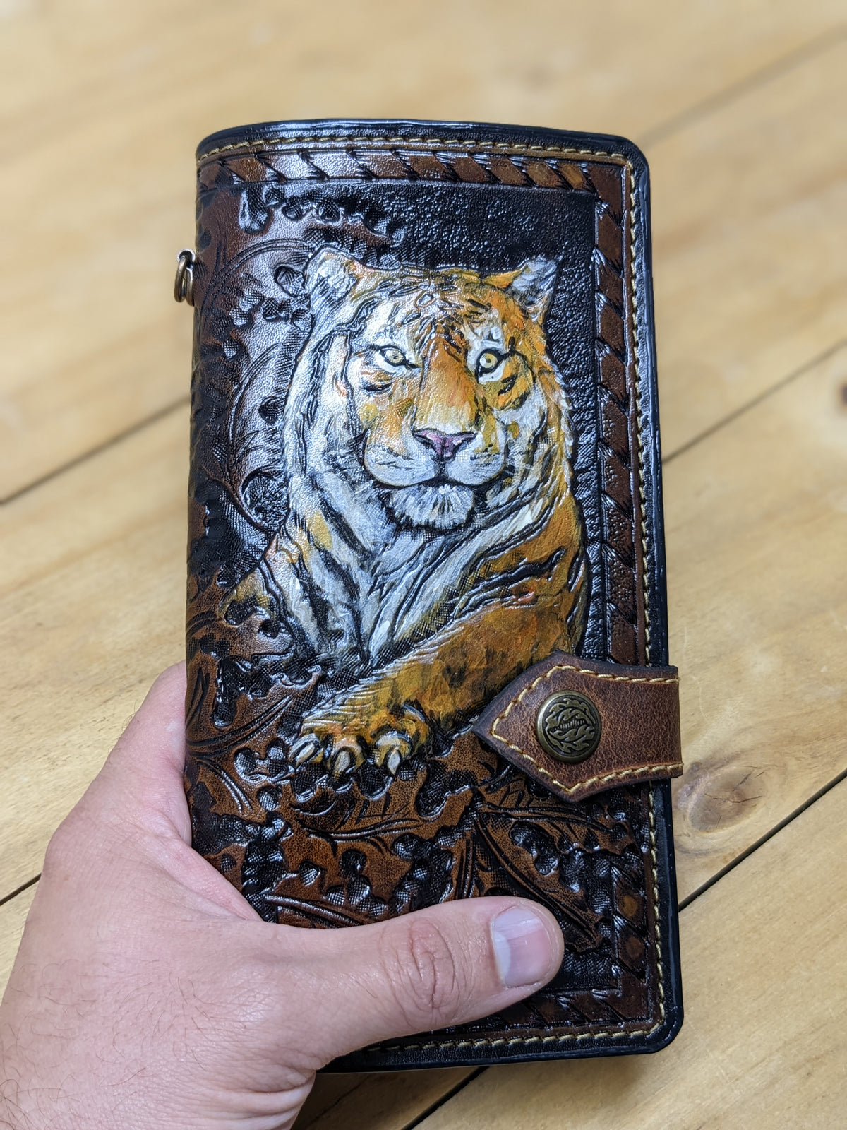 M2P3, Bengal Tiger & Sheridan Style Oak Leaf Western Wallet
