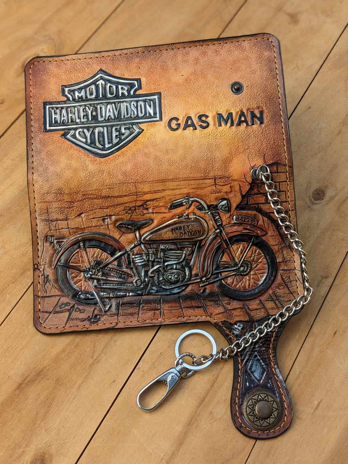 M2D7, 1929 Harley-Davidson JDH Vintage Motorcycle Wallet