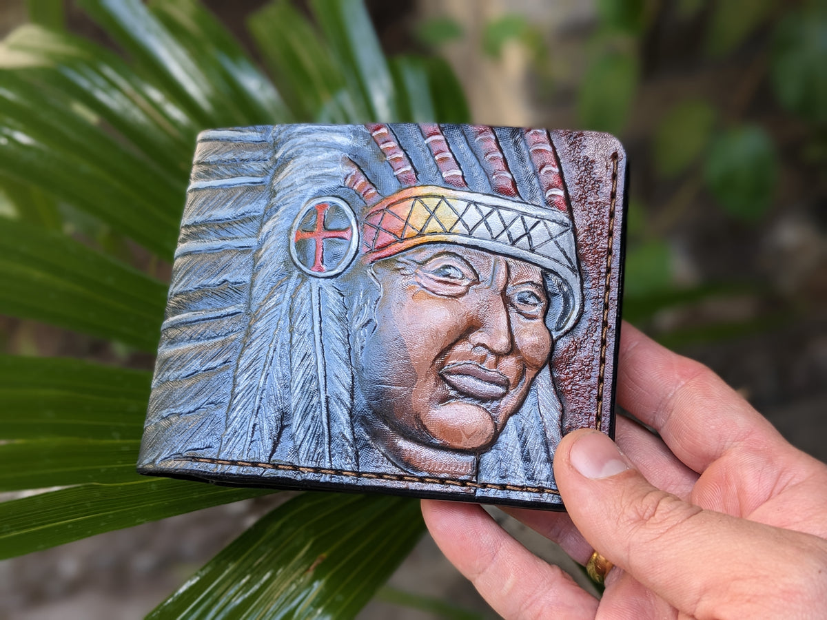M1Q6, Native American Indian Warrior Chief Headdress Wallet