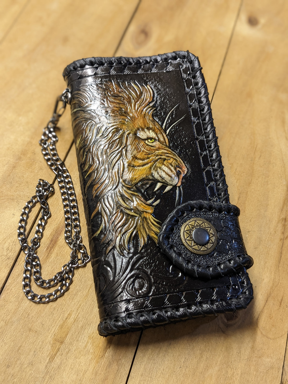 M2P5, Lion & Sheridan Style Western Floral Long Biker Wallet