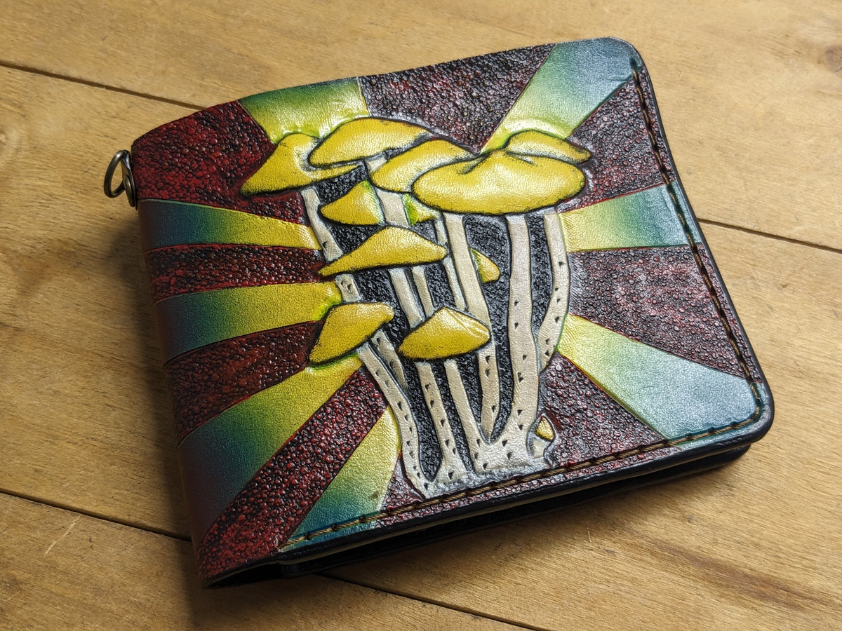 M1C2, Magic Mushroom Leather Wallet | Psilocybe Azurescens