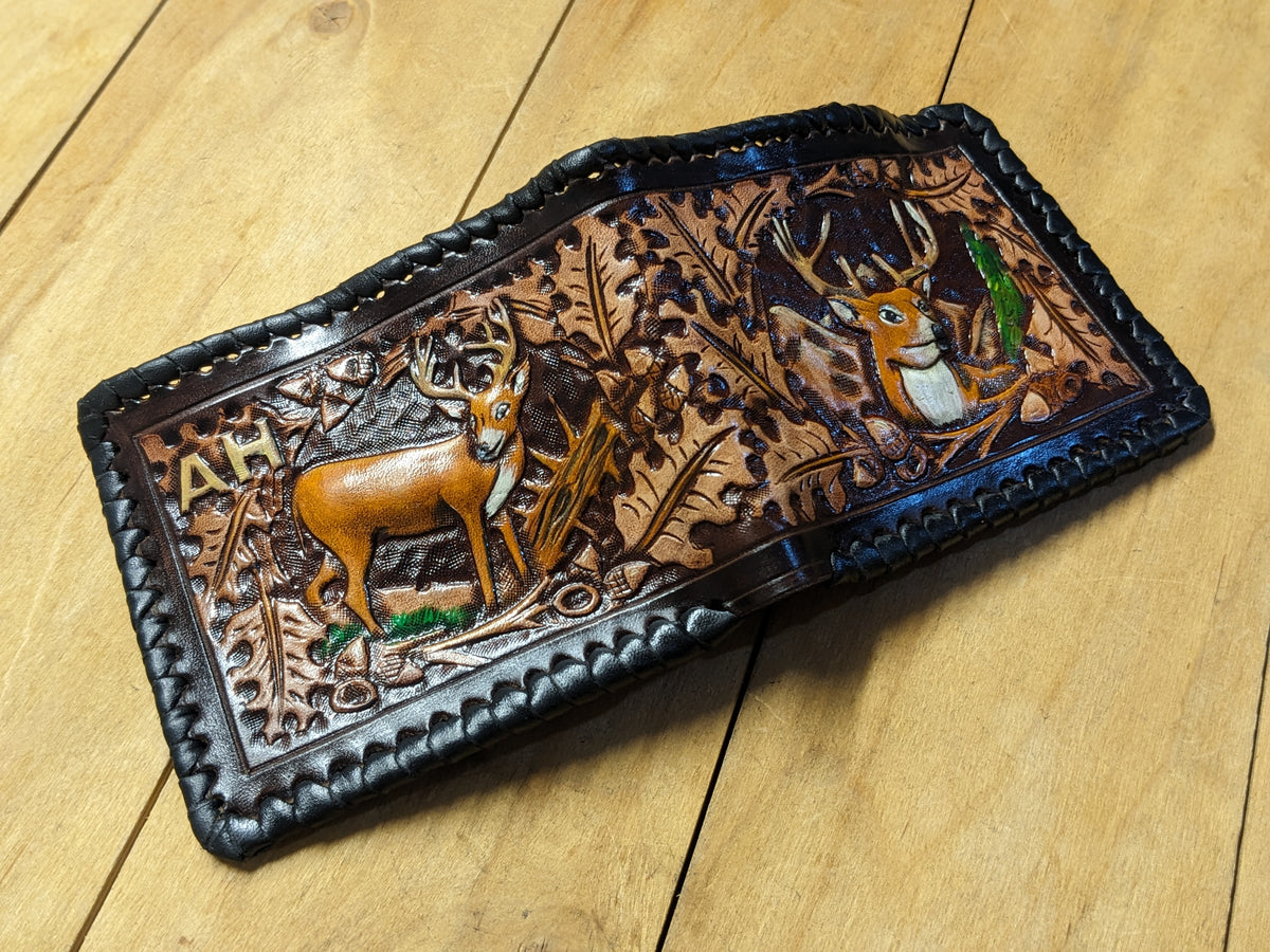 M1P4, Deer, Elk, Moose & Oakleaf Hunting Leather Wallet