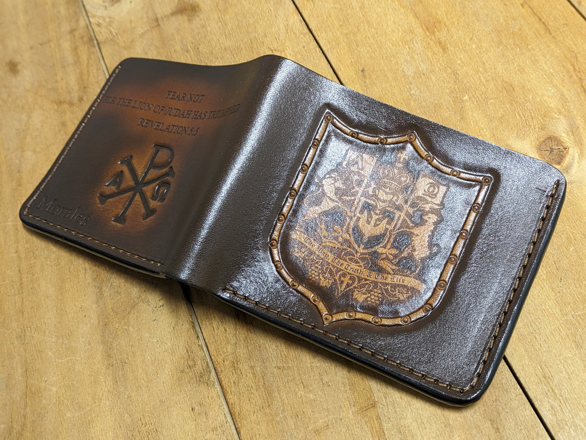 M1G5, Christian Coat Of Arms, Chi Rho Alpha and Omega Wallet