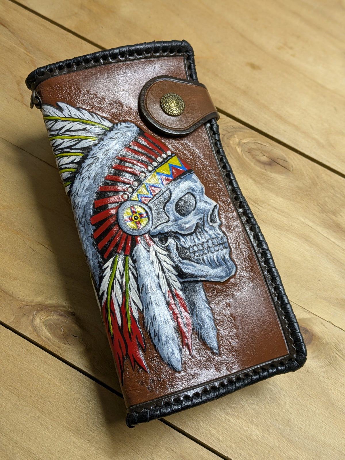 M2S3, Apache Skeleton & Indian Chief Skull Headdress Wallet