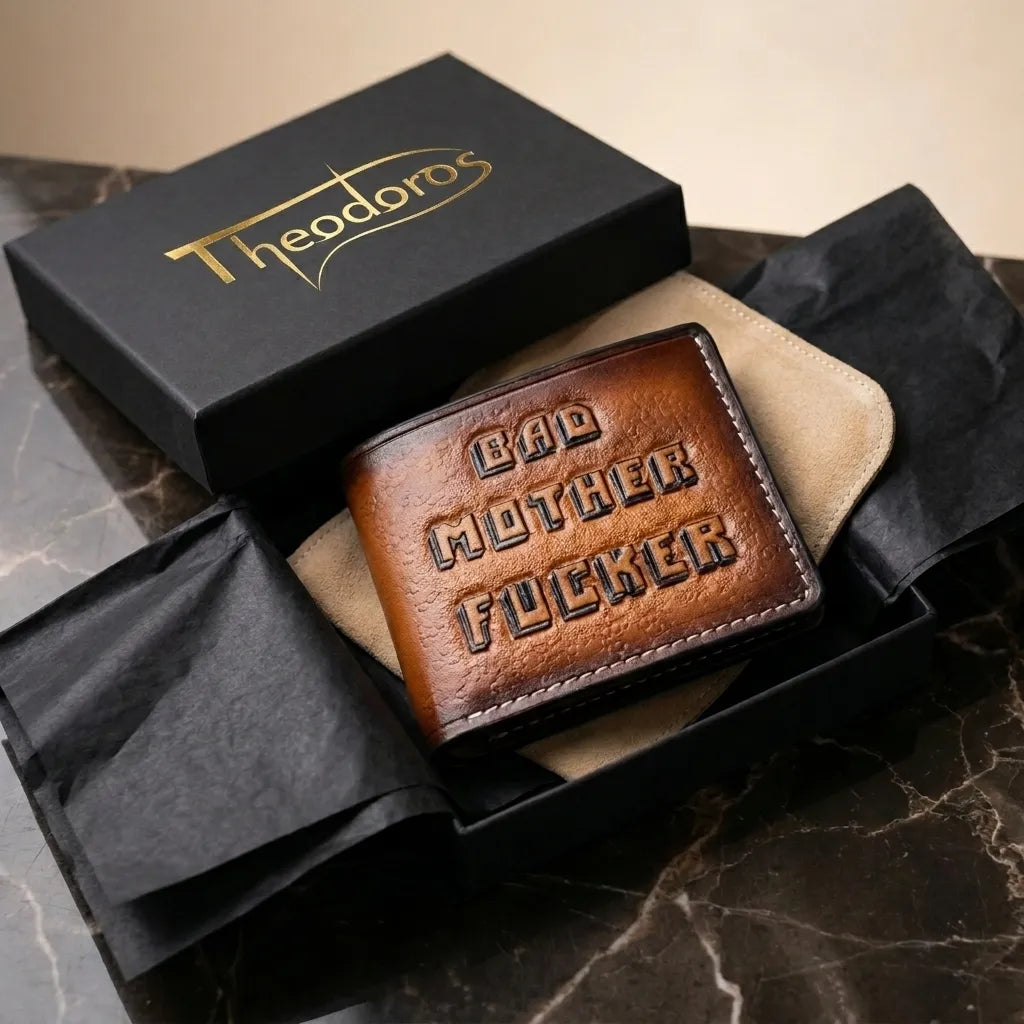 Handmade BMF Wallet Bad Mother F*cker Pulp Fiction full grain leather bifold wallet in luxury gift box