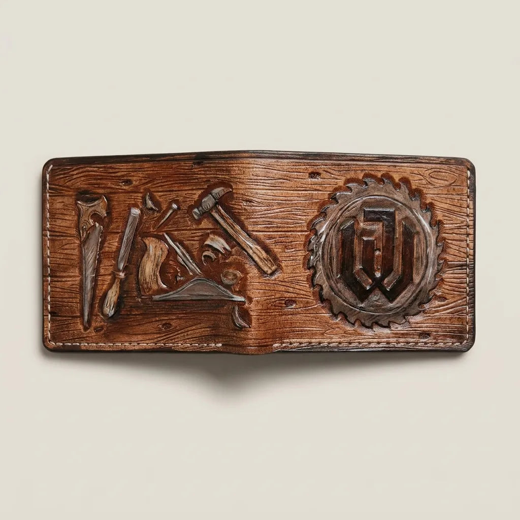 Carpenter & Woodworker Hand-Tooled Full-Grain Leather Wallet