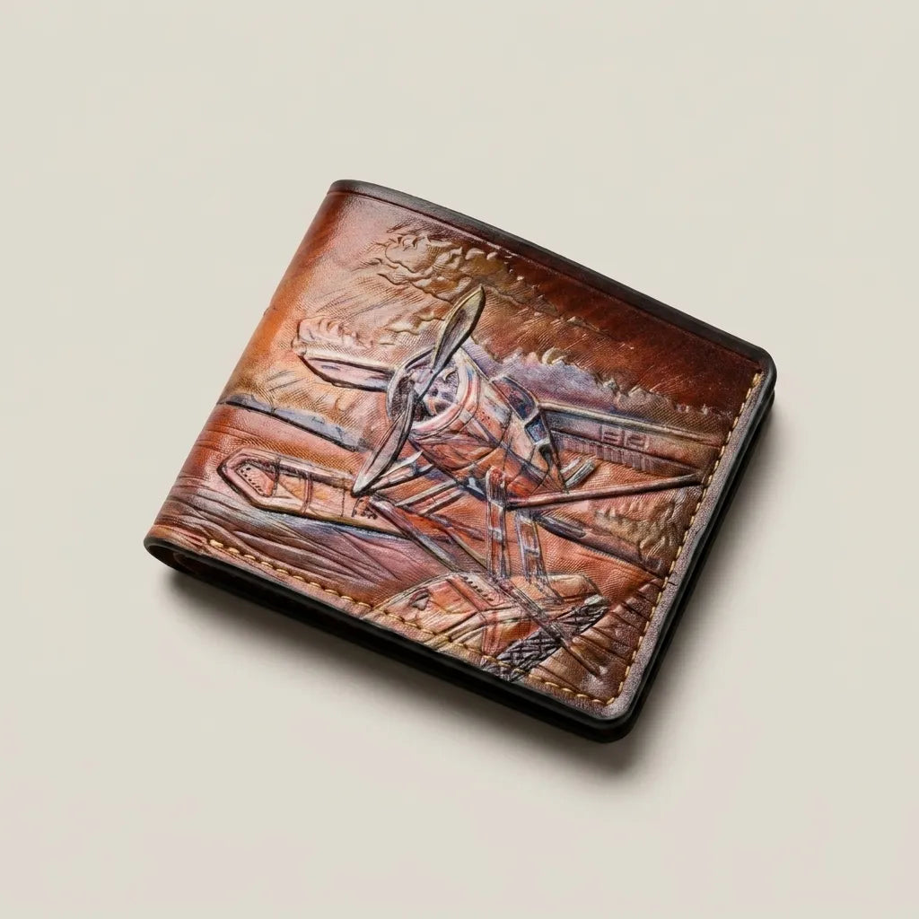 Floatplane De Havilland Beaver Seaplane Leather Wallet
