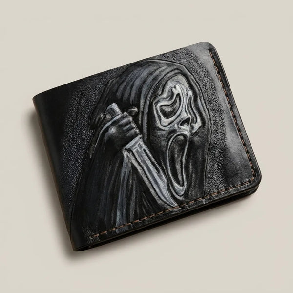 Ghostface Scream Horror Movie Hand-Tooled Leather Wallet