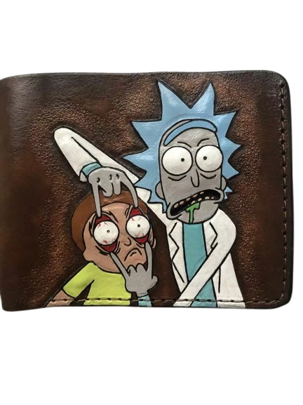 #003 Rick and Morty Handmade Embossed Bifold Leather Wallet