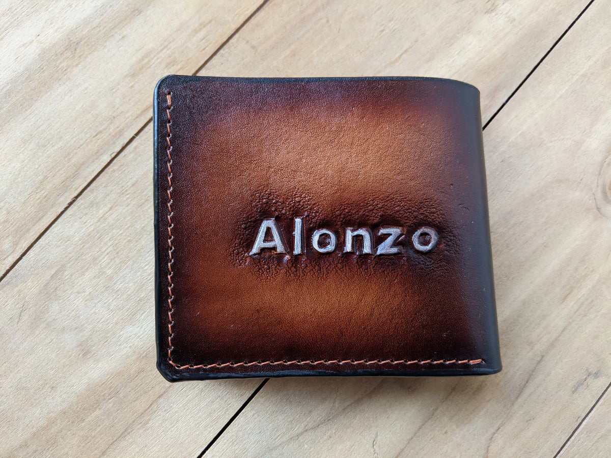 High-quality hand-painted leather Zelda wallet for men, designed by Theodoros Leather with secure online shopping.