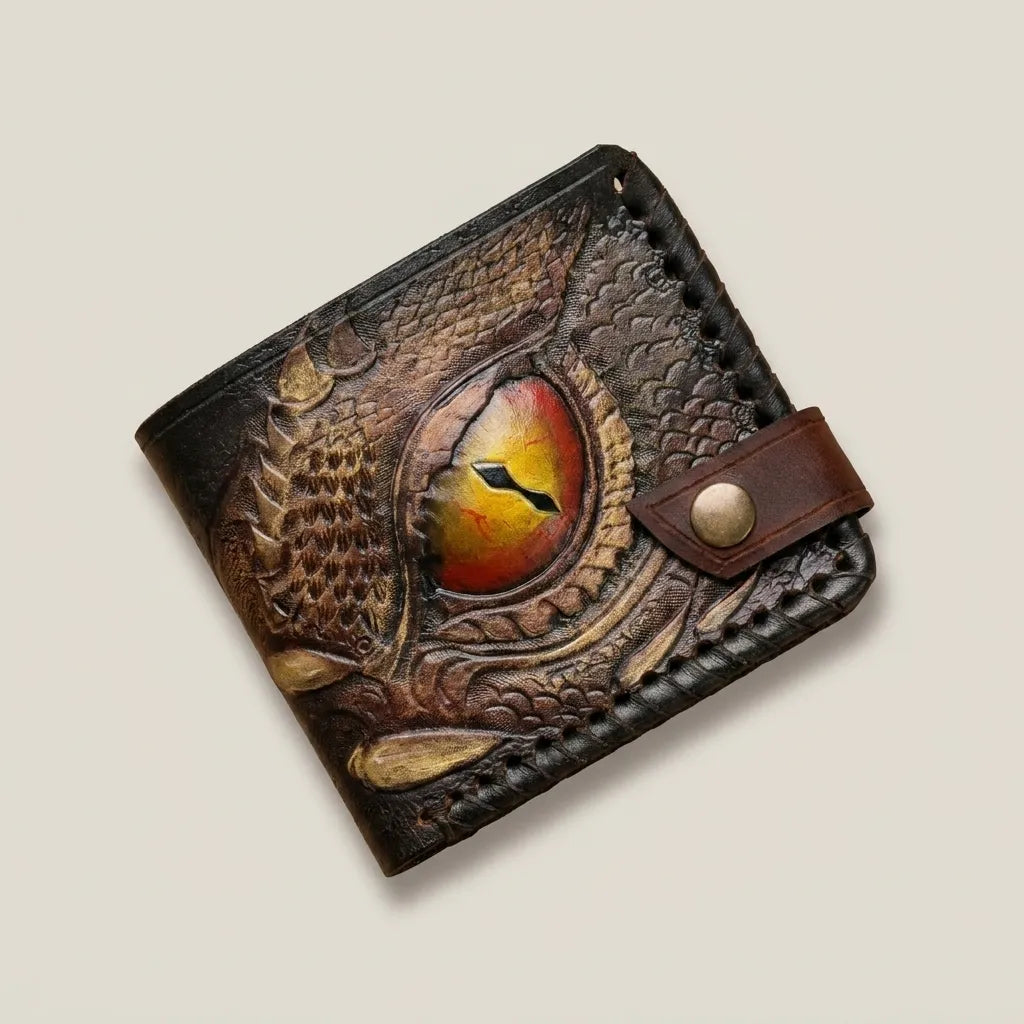 LOTR Smaug Dragon Eye Hand-Tooled Full-Grain Leather Wallet