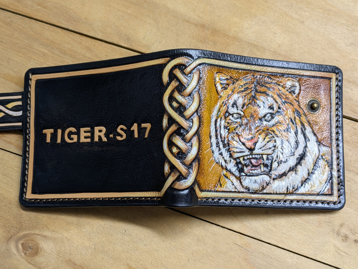 M1A43, Bengal & Siberian Tiger Big Cat Bifold Leather Wallet - Theodoros