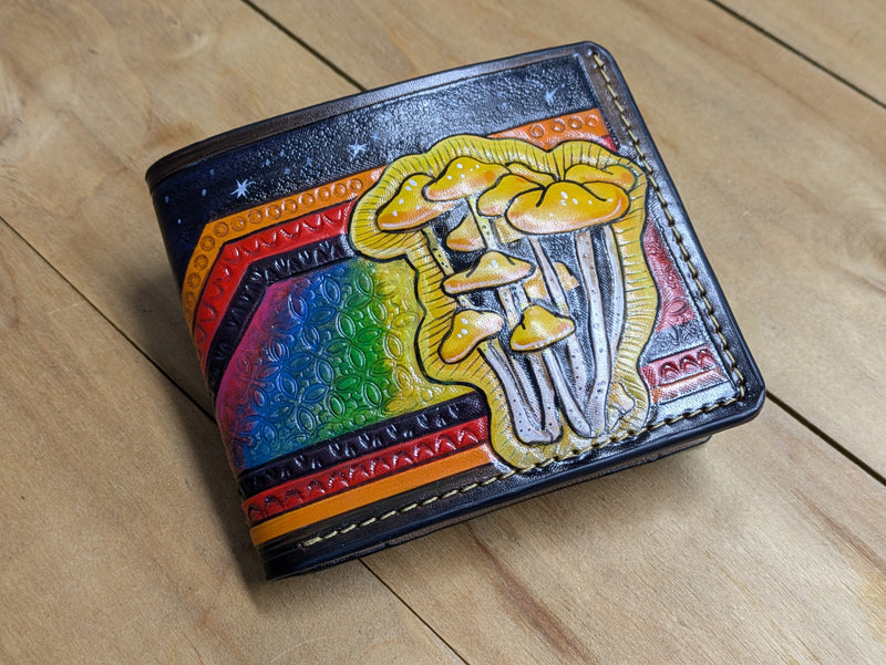 M1C4, Psilocybe Azurescens Magic Mushroom Leather Wallet - Theodoros
