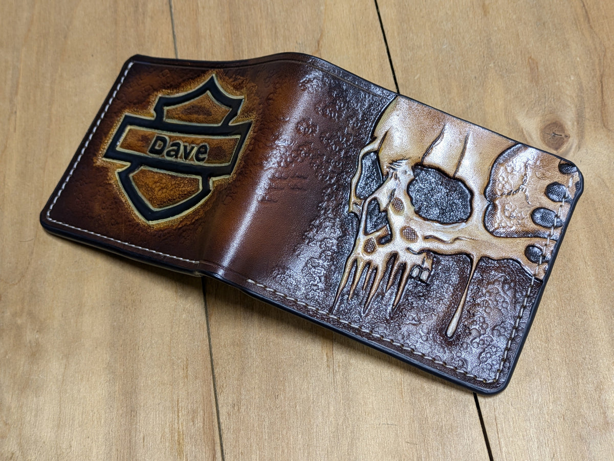 M1D10, Harley Davidson Biker Wallet | Zombie Melting Skull - Theodoros