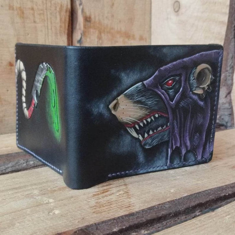 M1J54, Skaven Rat Man, DnD & Warhammer Bifold Leather Wallet - Theodoros