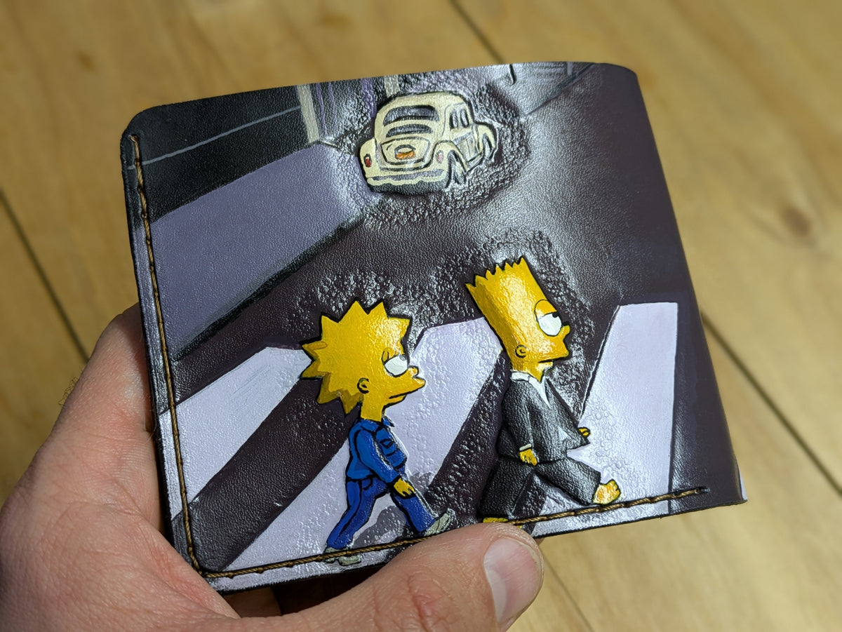 M1N6, Homer Simpsons on Abbey Road Beatles Leather Wallet - Theodoros