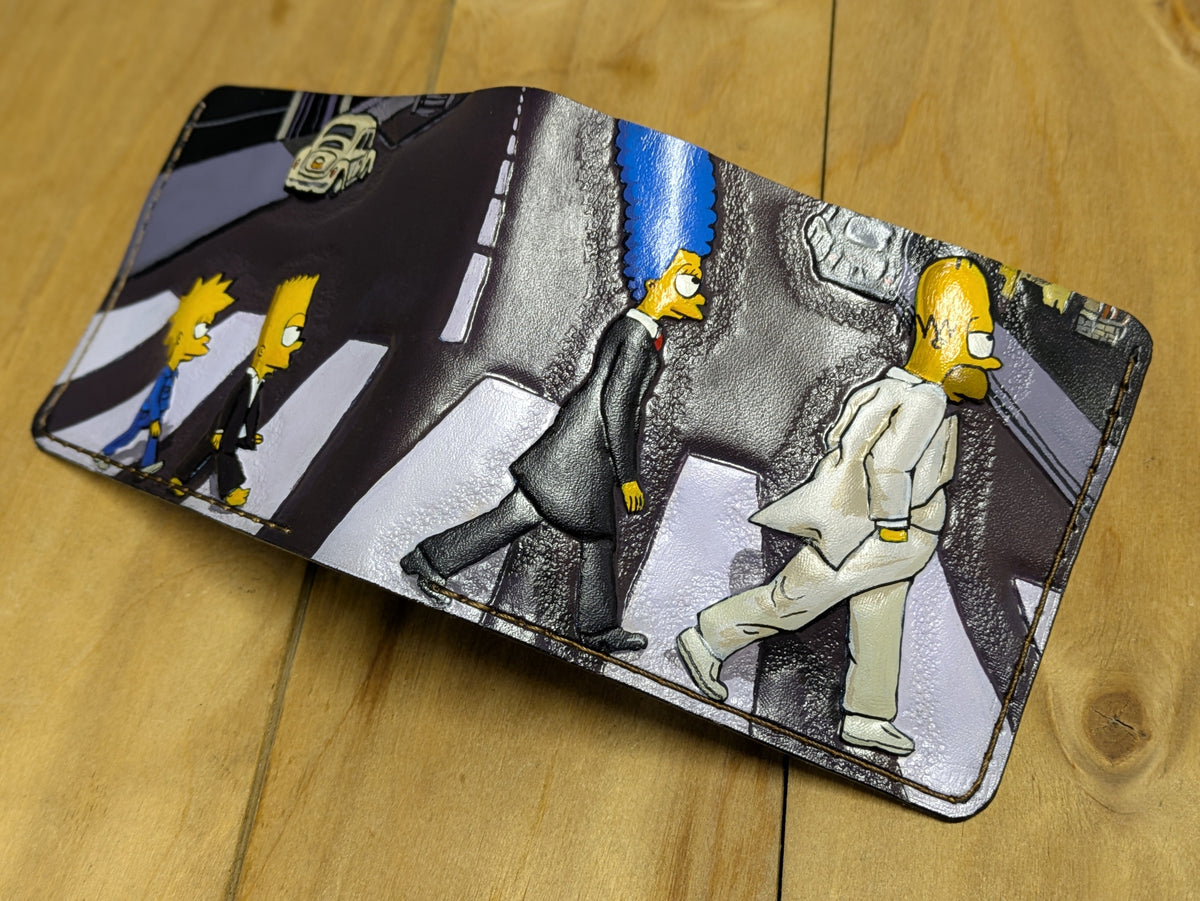 M1N6, Homer Simpsons on Abbey Road Beatles Leather Wallet - Theodoros