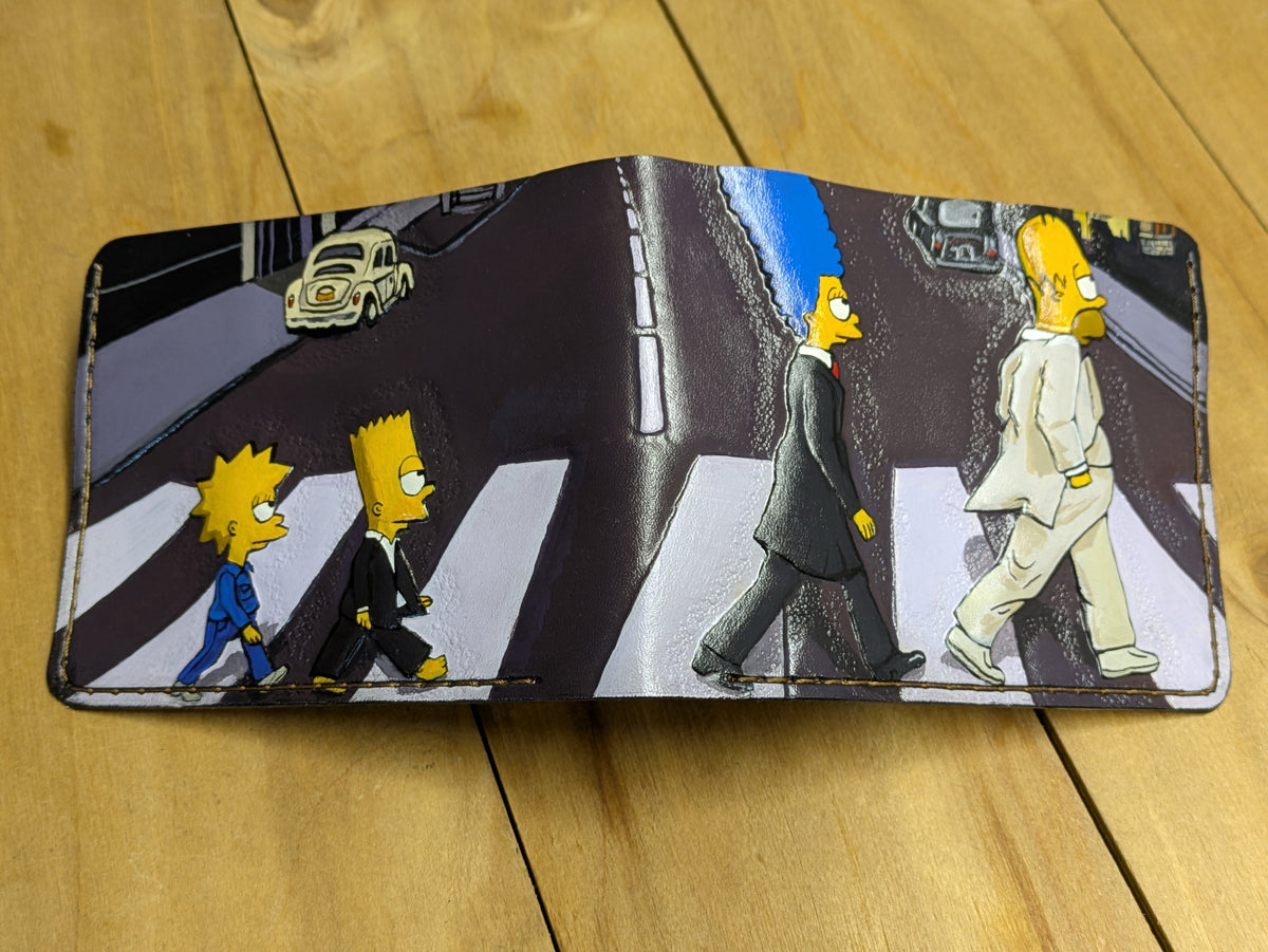 M1N6, Homer Simpsons on Abbey Road Beatles Leather Wallet - Theodoros