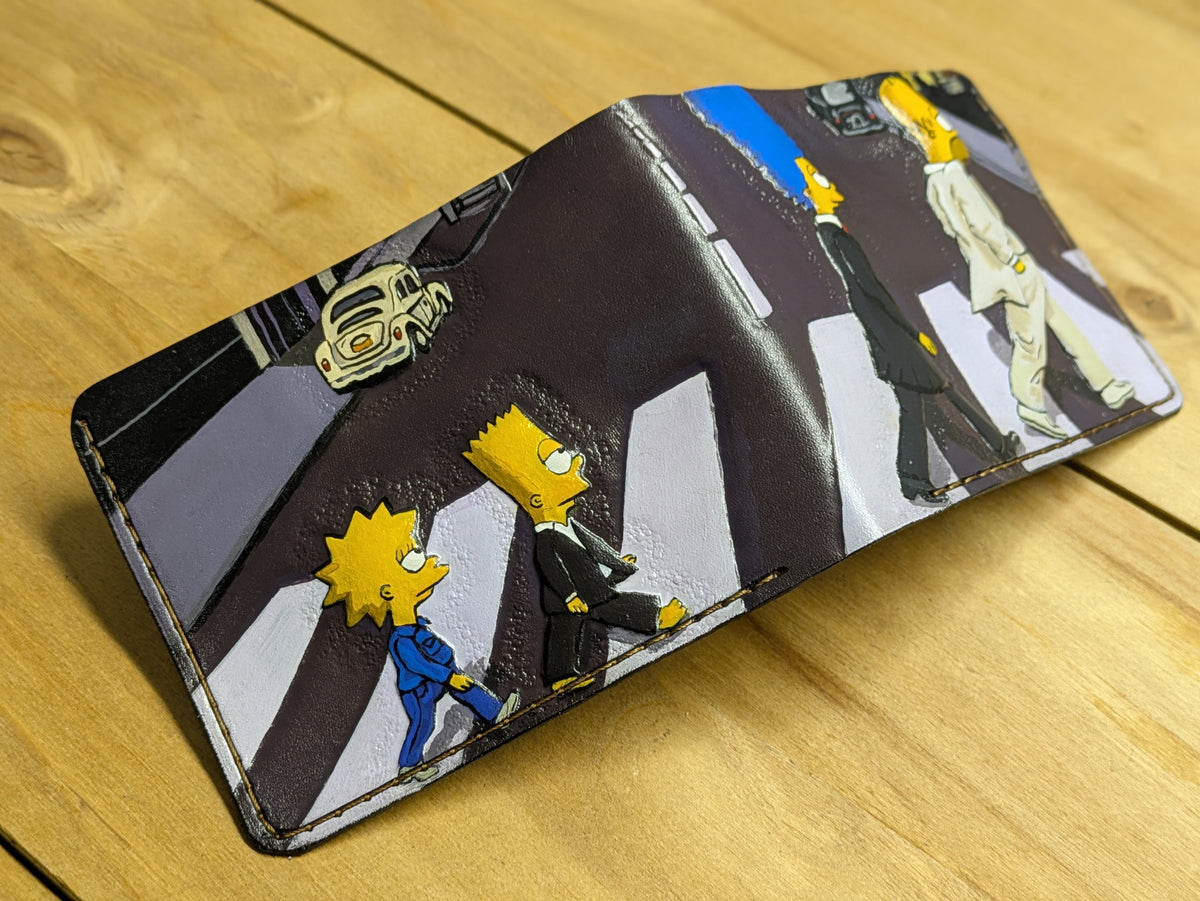 M1N6, Homer Simpsons on Abbey Road Beatles Leather Wallet - Theodoros