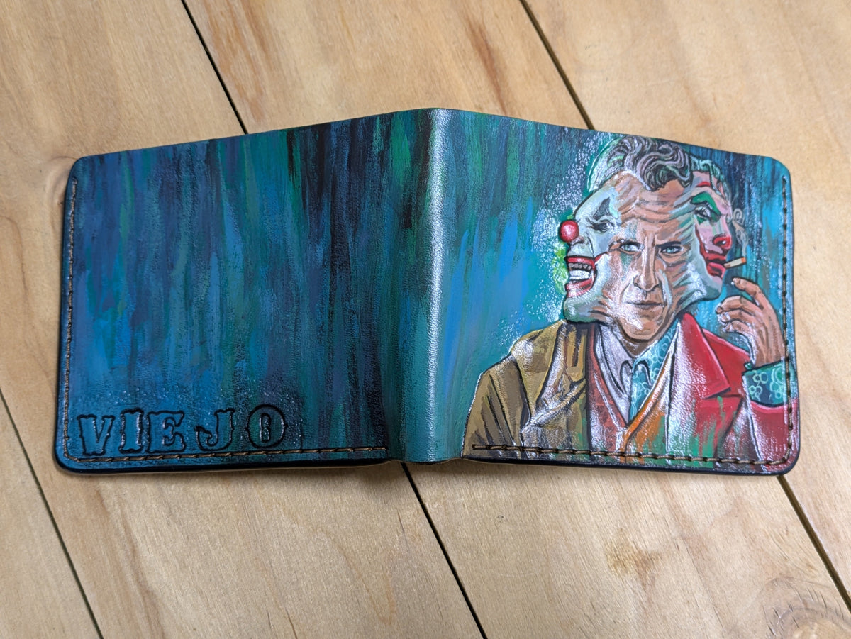 M1W27, Joaquin Phoenix Joker Handmade Bifold Leather Wallet - Theodoros
