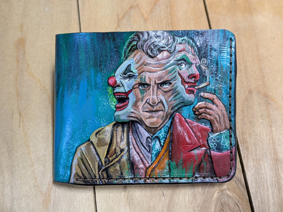 M1W27, Joaquin Phoenix Joker Handmade Bifold Leather Wallet - Theodoros