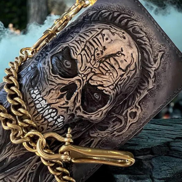 M2S12, Purse with Skull Custom Long Biker Chain Wallet - Theodoros