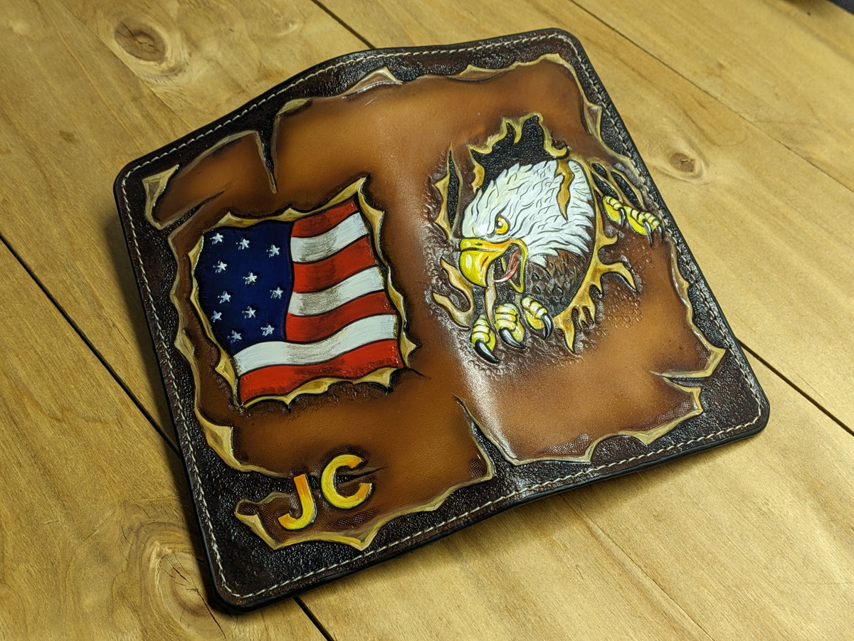 M2V5, American USA Flag & Bald Eagle Long Biker Chain Wallet - Theodoros