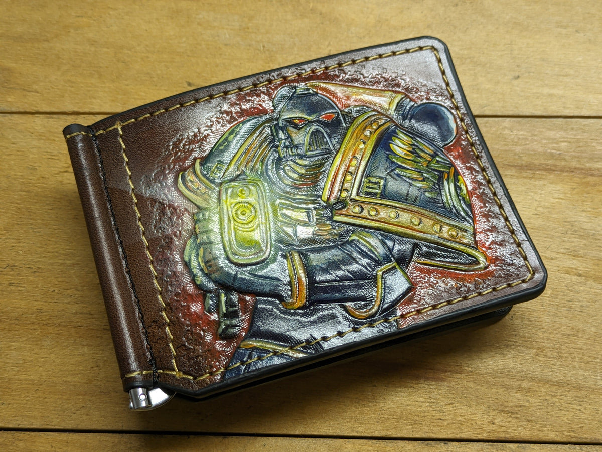 M3J2, Captain Demetrian Titus Warhammer 40K Leather Money Clip Wallet | Space Marine Slim Design - Theodoros