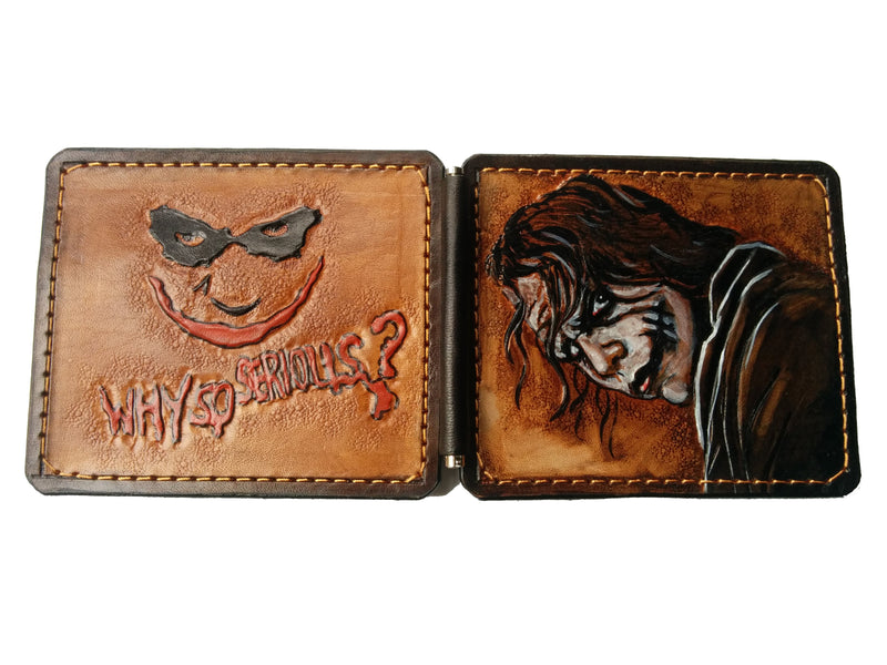 M3W1, Heath Ledger Joker Leather Money Clip Wallet | Why So Serious Slim Minimalist Design - Theodoros