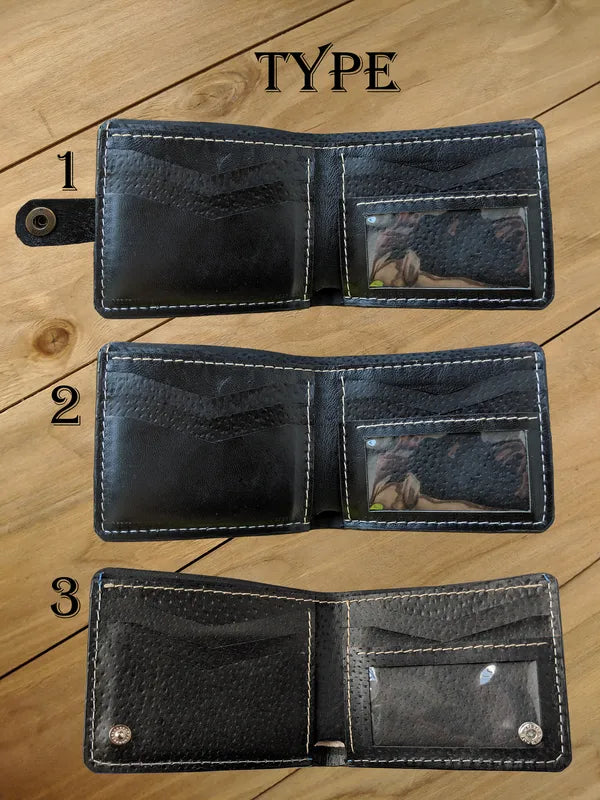 Slim men’s bifold wallet type with practical storage