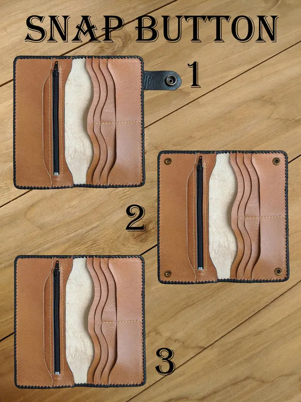 Men’s long biker wallet with secure snap closure