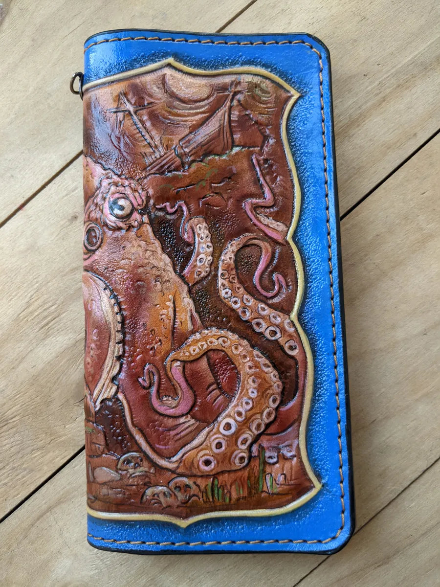 Fantasy sea monster wallet inspired by octopus tentacles