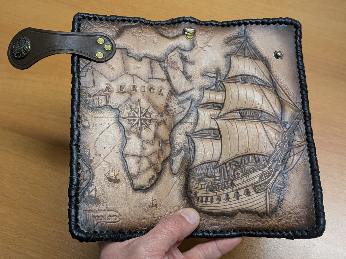 M2H3, Frigate Ship, Map of Africa & Compass Rose Travel Wallet