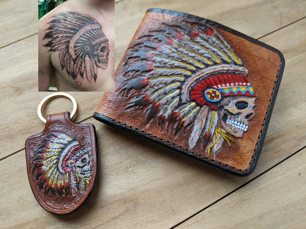 C2 Custom Personalized Leather Photo Wallet & Keychain Set