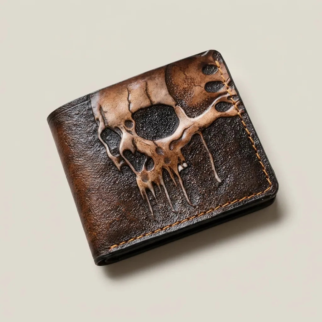 Skull Purse Horror Zombie Skeleton Full-Grain Leather Wallet