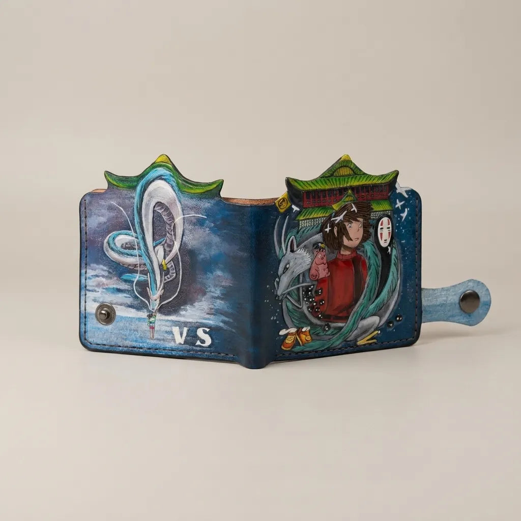 Spirited Away No-Face Haku Dragon Hand-Tooled Leather Wallet