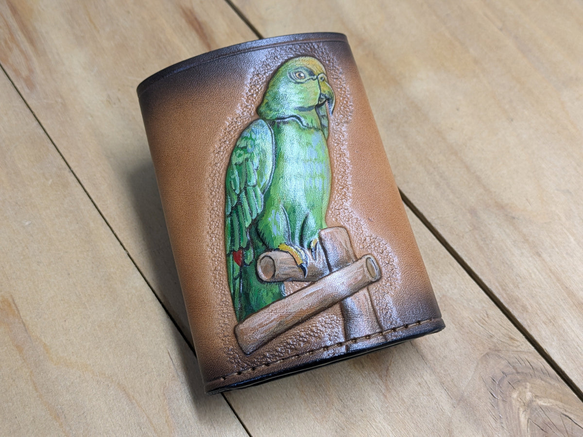 U3A1, Parrot Macaw & Parakeet Bird Trifold Leather Wallet - Theodoros