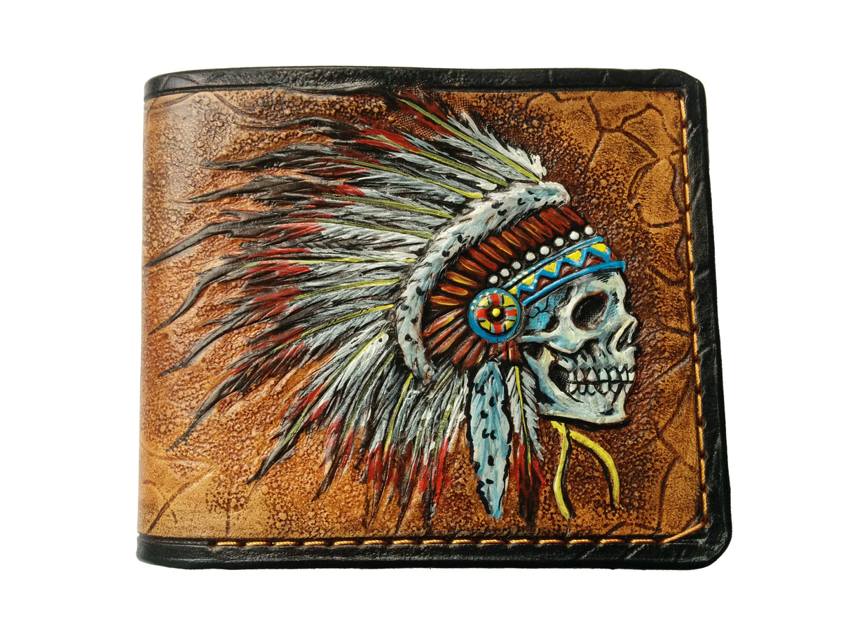 M1S11, Indian Chief Skull & Native American Skeleton Wallet