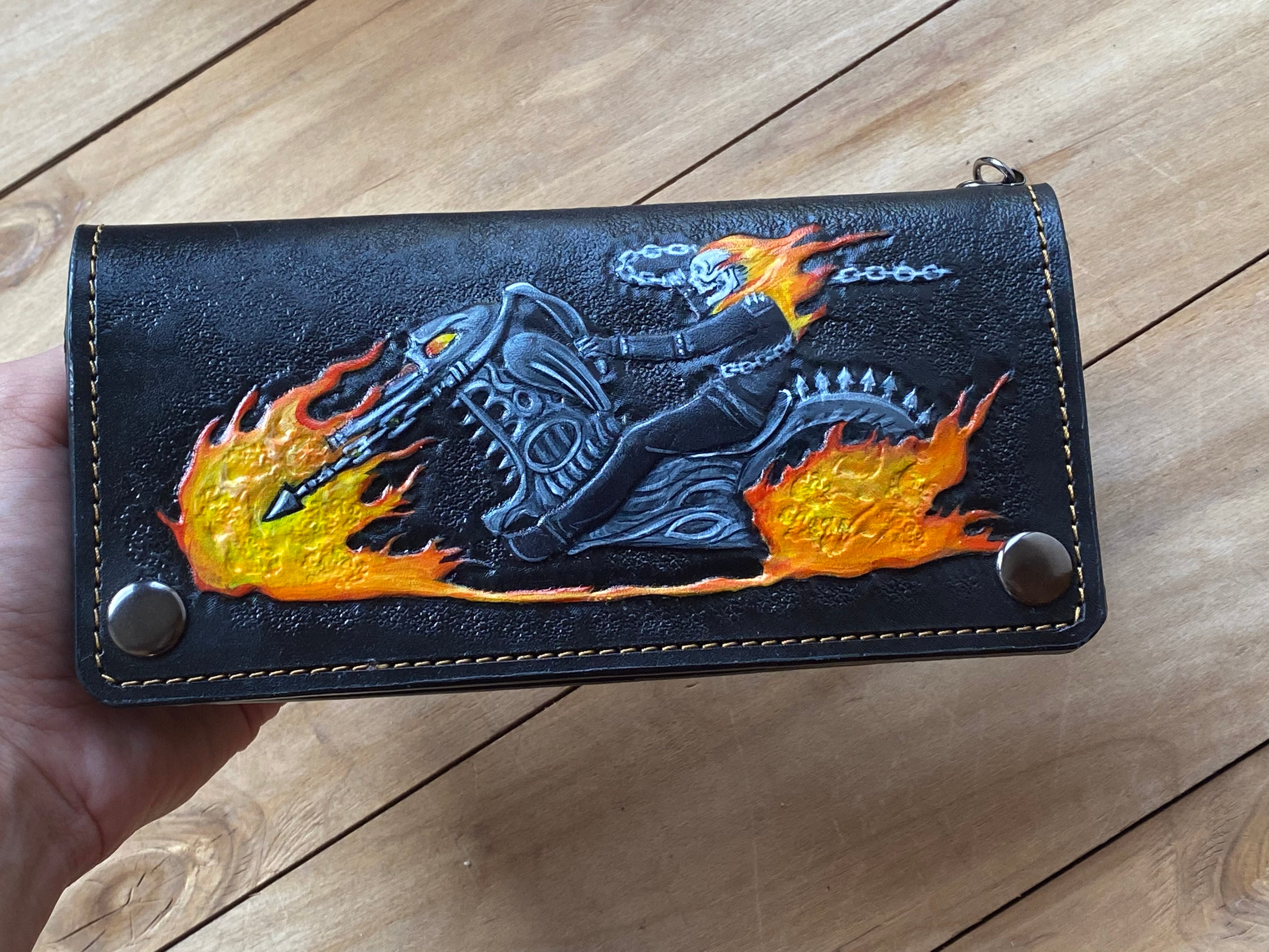 M2W1, Ghost Rider Skull & Motorcycle Biker Clutch Wallet