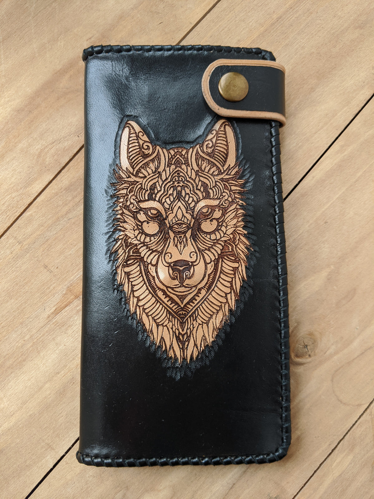 M2R2, Viking Celtic Knot Art Grey Wolf Tattoo Leather Wallet