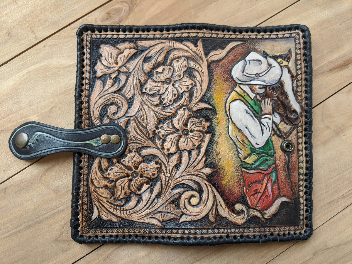 M2V1, Western Cowboy Horse & Boho Floral Sheridan Art Wallet