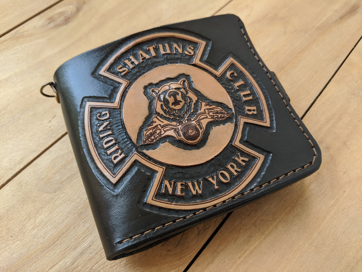 M1D4, New York Shatuns Bear Leather Wallet | Motorcycle Club
